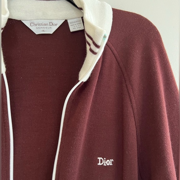 Christian Dior Vintage Monsieur Vintage Zip-Up Track Jacket in Burgundy, size XL - Picture 5 of 11